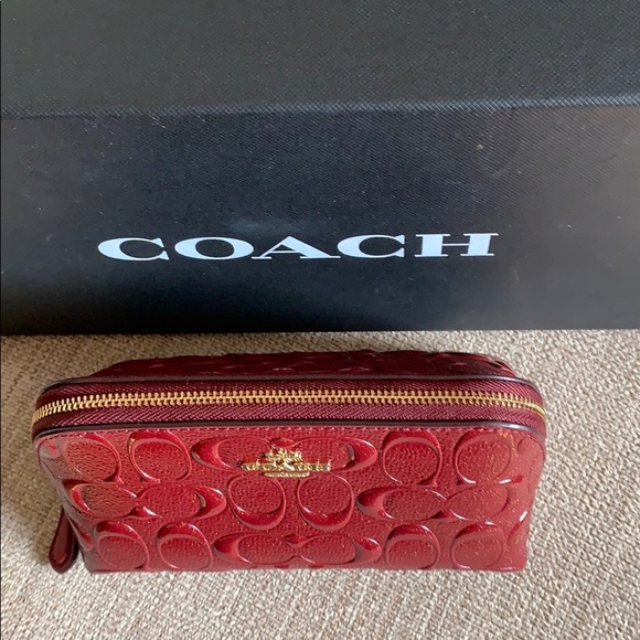 Coach Signature LTR Cosmetic Case 17 Cherry - Picture 5 of 8